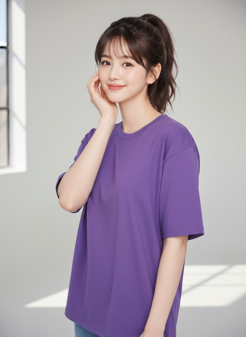 Women Oversize Streetwear Tee Purpleπ