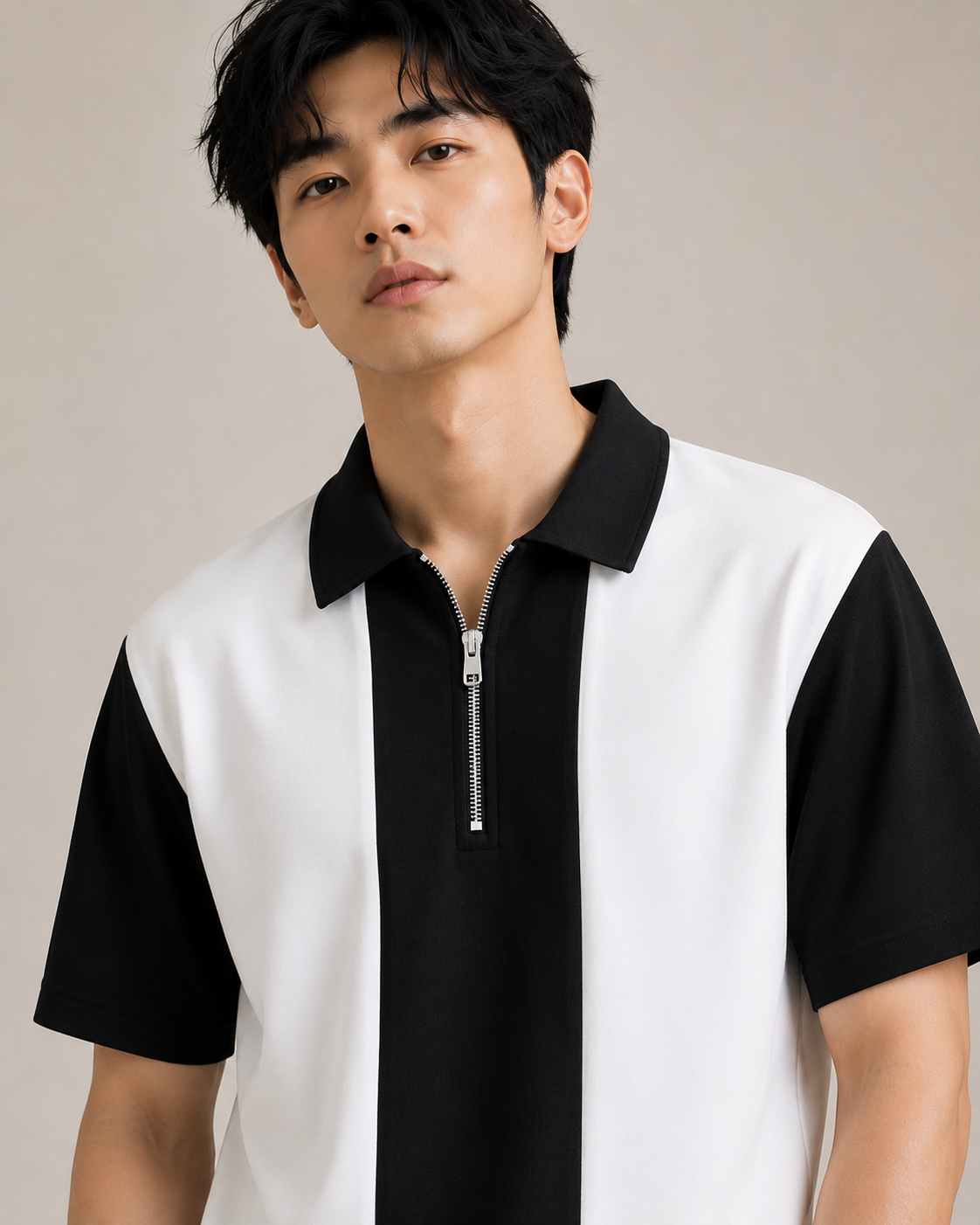 Men's Half Zip Polo T-Shirt - Premium