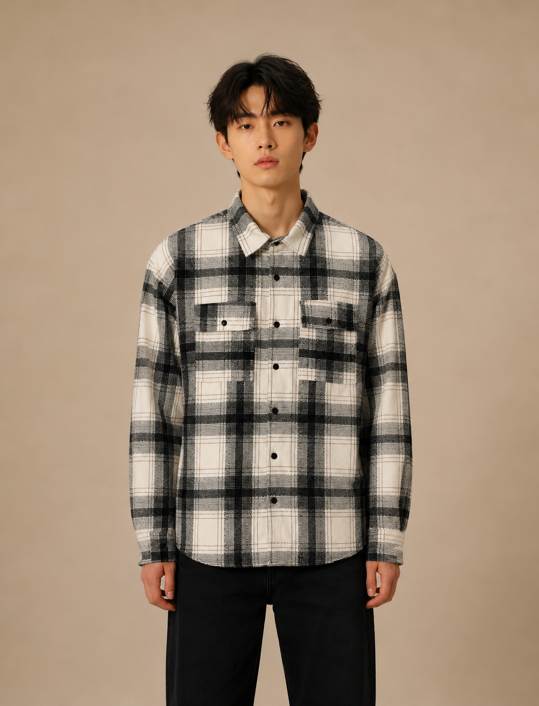 π§₯ Men's Check Shirt White