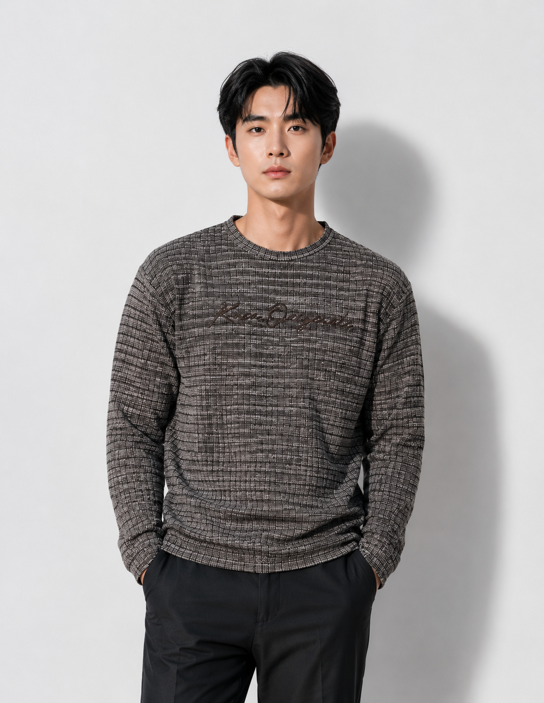 Korean Street Waffle Knit Men's Full Sweatshirt ✨