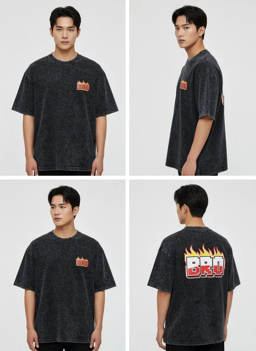 Men's Drop Shoulder Optic Wash T-Shirt – Black☄️