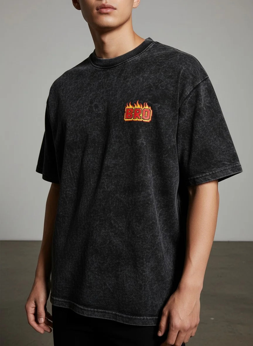 Drop shoulder Mens Optic Wash Tshirt  Black Color