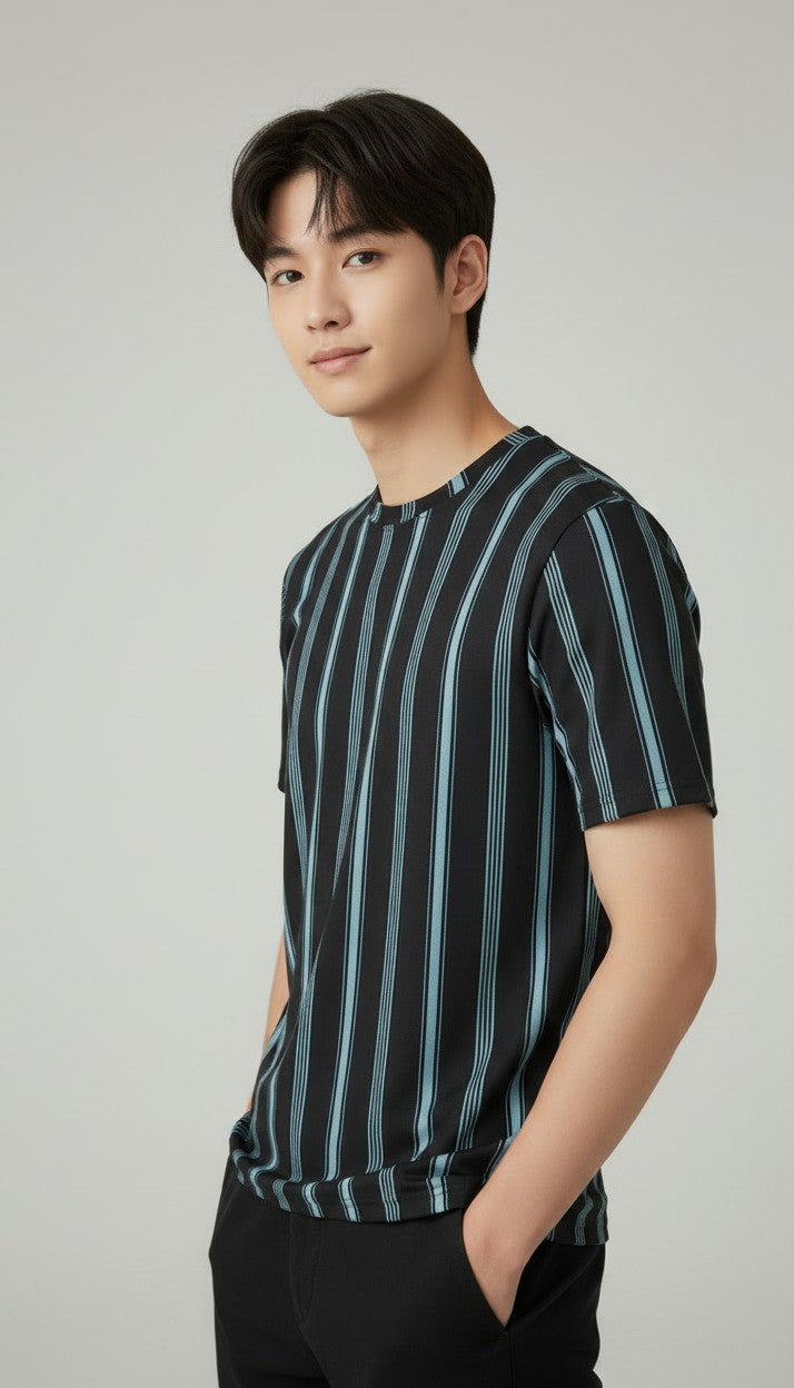 MENS TSHIRT ROUND NECK VERTICAL STRIPED ⚡️