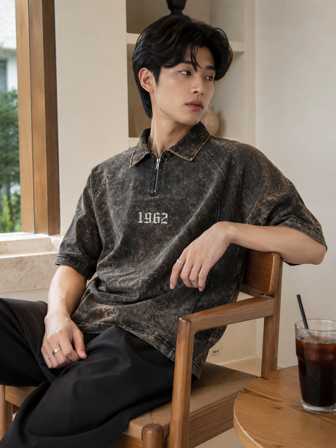 ⚡ Urban Fade Men's Acid Wash Polo