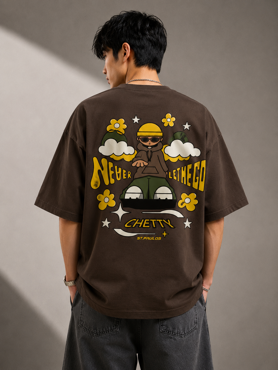 🟤Men's Oversized T-Shirt Front & Back Print