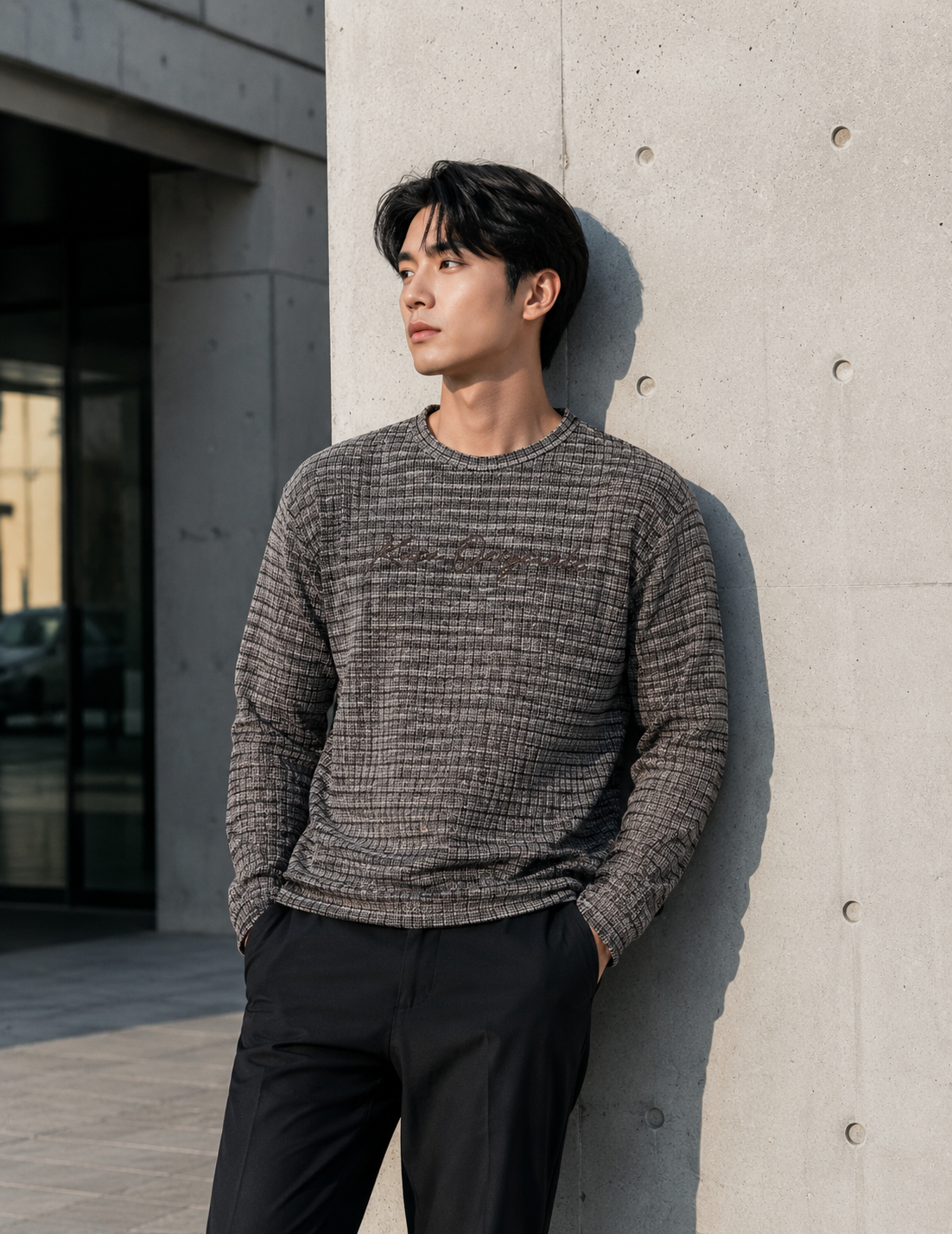 Korean Street Waffle Knit Men's Full Sweatshirt ✨